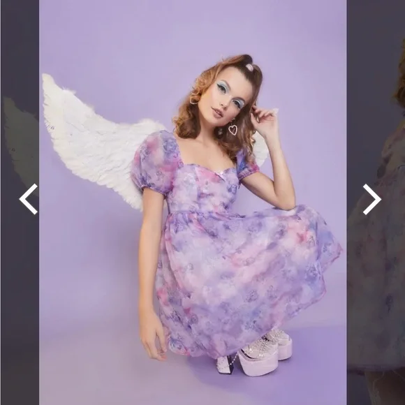 NWOT Dolls Kill Sugar Thrillz On Cloud Nine Baby Doll Dress - Picture 4 of 9